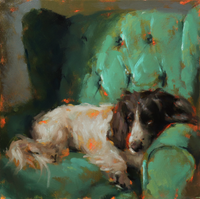 Arms Of Teal - Spaniel, 8x8" Oil on canvas board