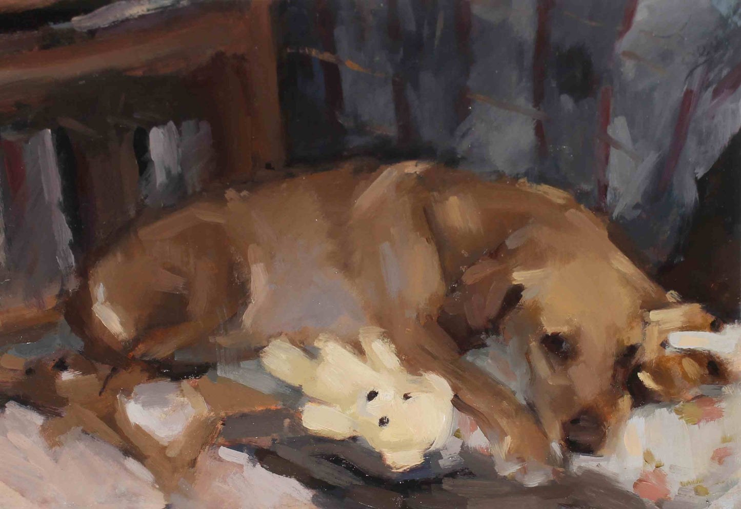 "Amongst Friends" - Framed Labrador Retriever painting