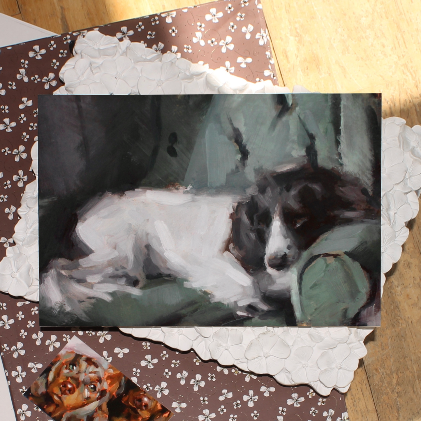 Spaniel dog Art Print 'Arms of Teal'