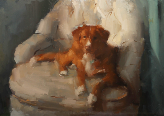 The Watchful Companion (Original Nova Scotia Duck Tolling Retriever Dog Oil Painting)