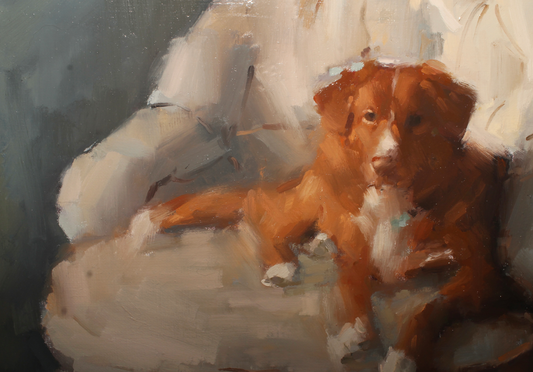 The Watchful Companion (Original Nova Scotia Duck Tolling Retriever Dog Oil Painting)