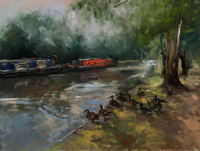Moored, 16x12" Oil on canvas board