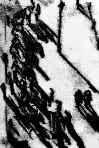 Crossings, 4x6" Monoprint on paper