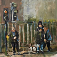 Familiar Strangers, 8x12" Oil on paper