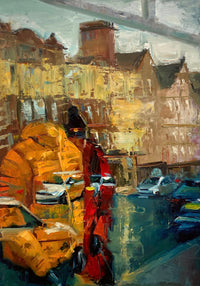 Reflection of Dean Street, 12x17" Oil on panel