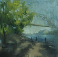 Tyne bridge, 16x16" Oil on panel