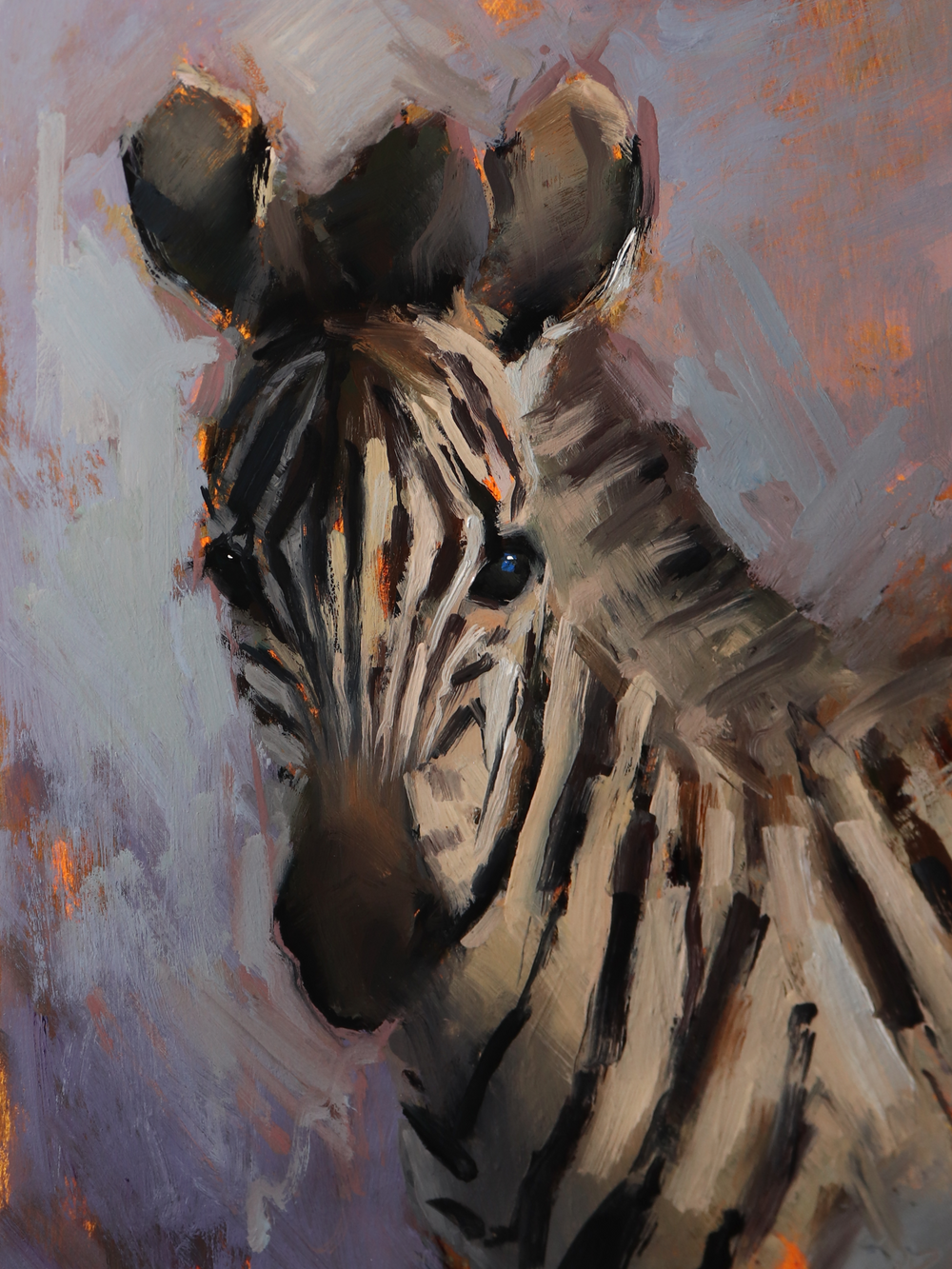Artistic depiction of a zebra with abstract background